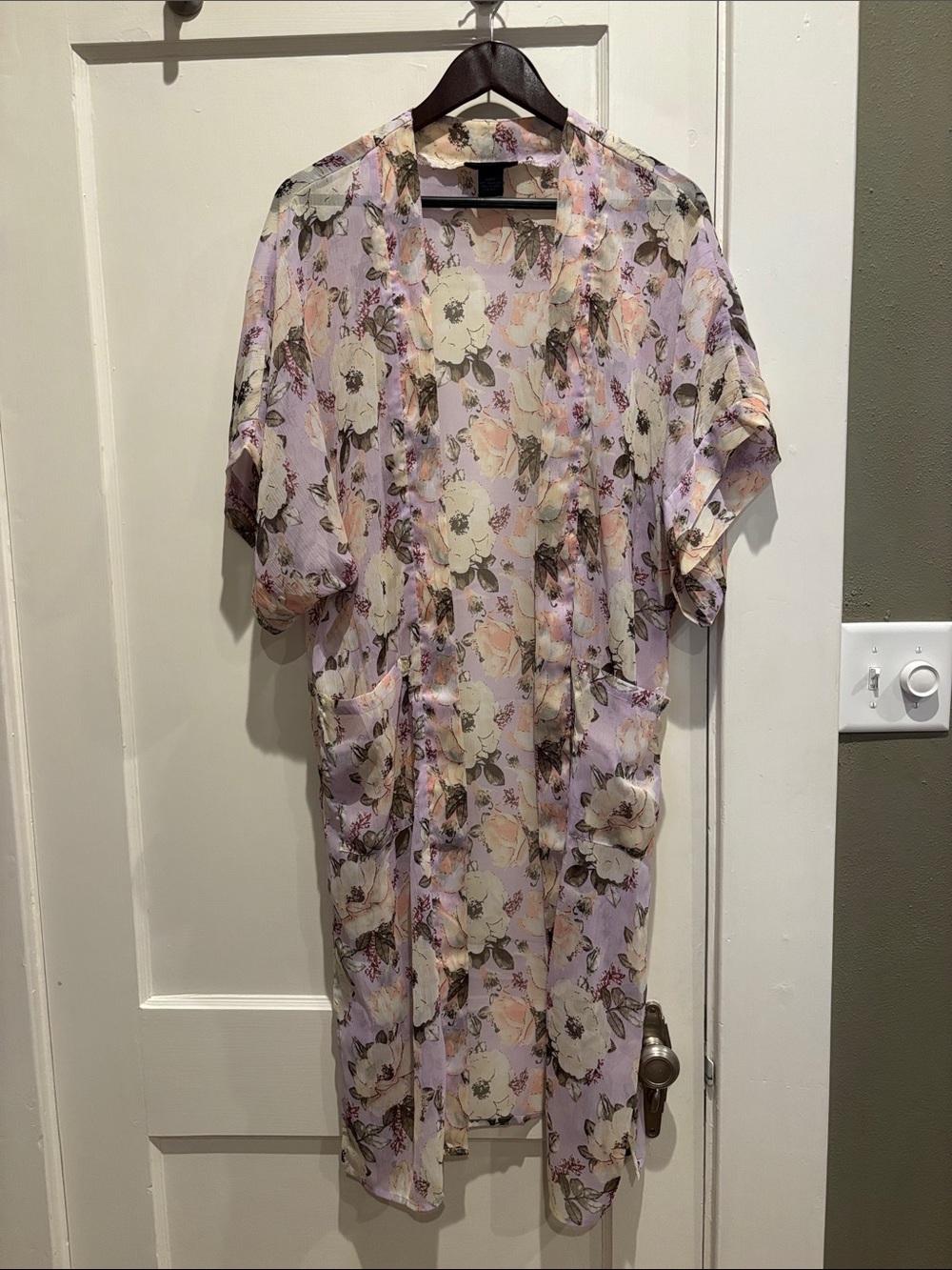 Steve Madden Lavender and Blush Floral Sheer Cover-Up
